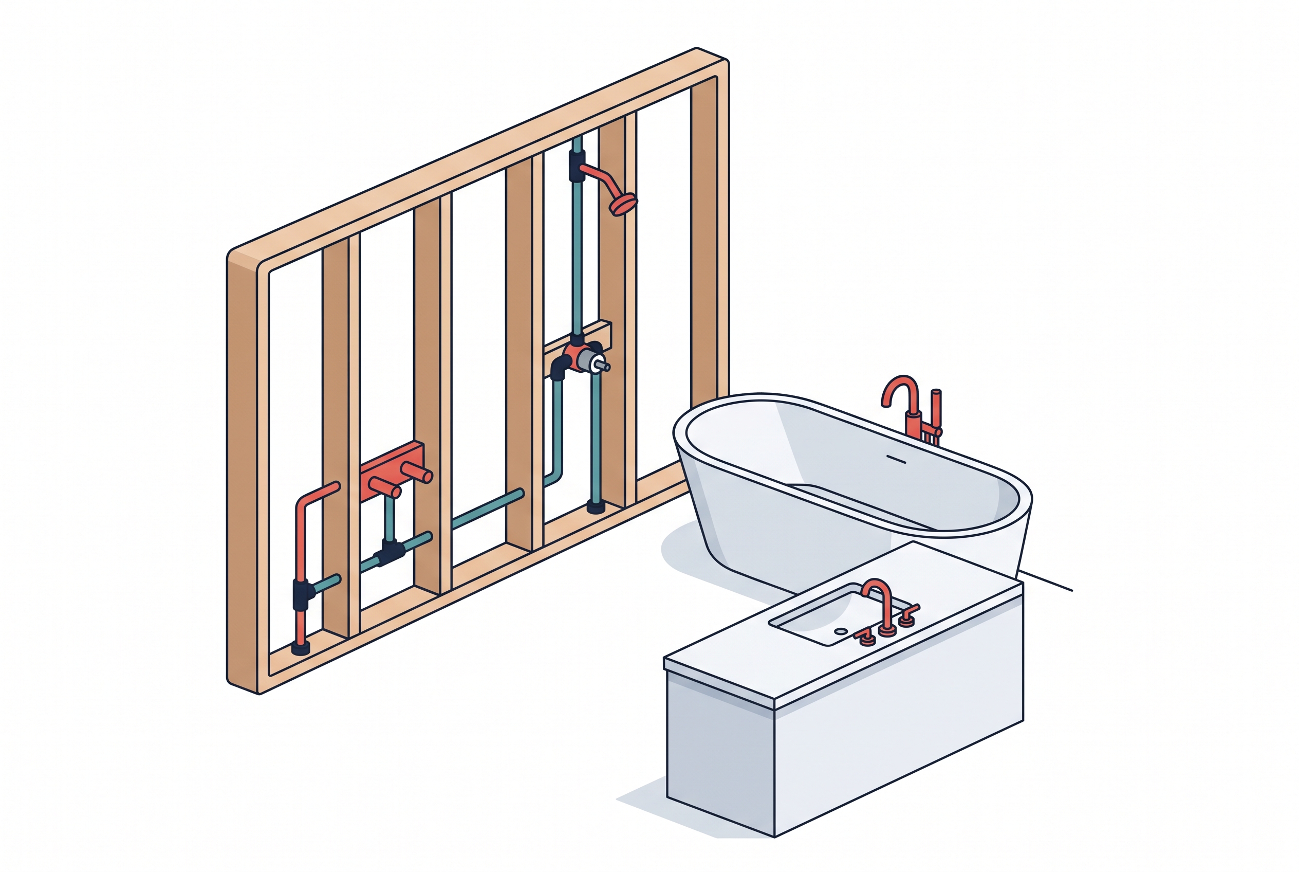 Sherwood Plumbing — remodels illustration Illustration: hero.png — Sherwood Plumbing remodels