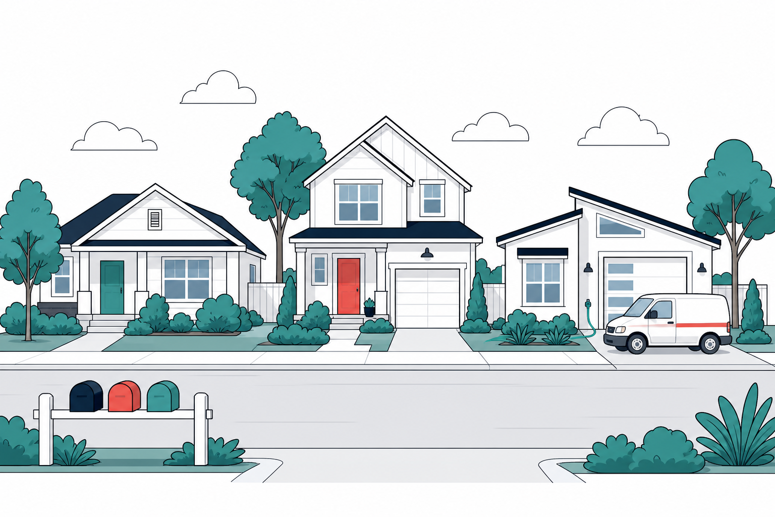 Illustration of Beaverton, Oregon with a Sherwood Plumbing service van