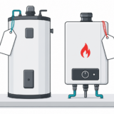 Tank vs tankless water heater comparison illustration