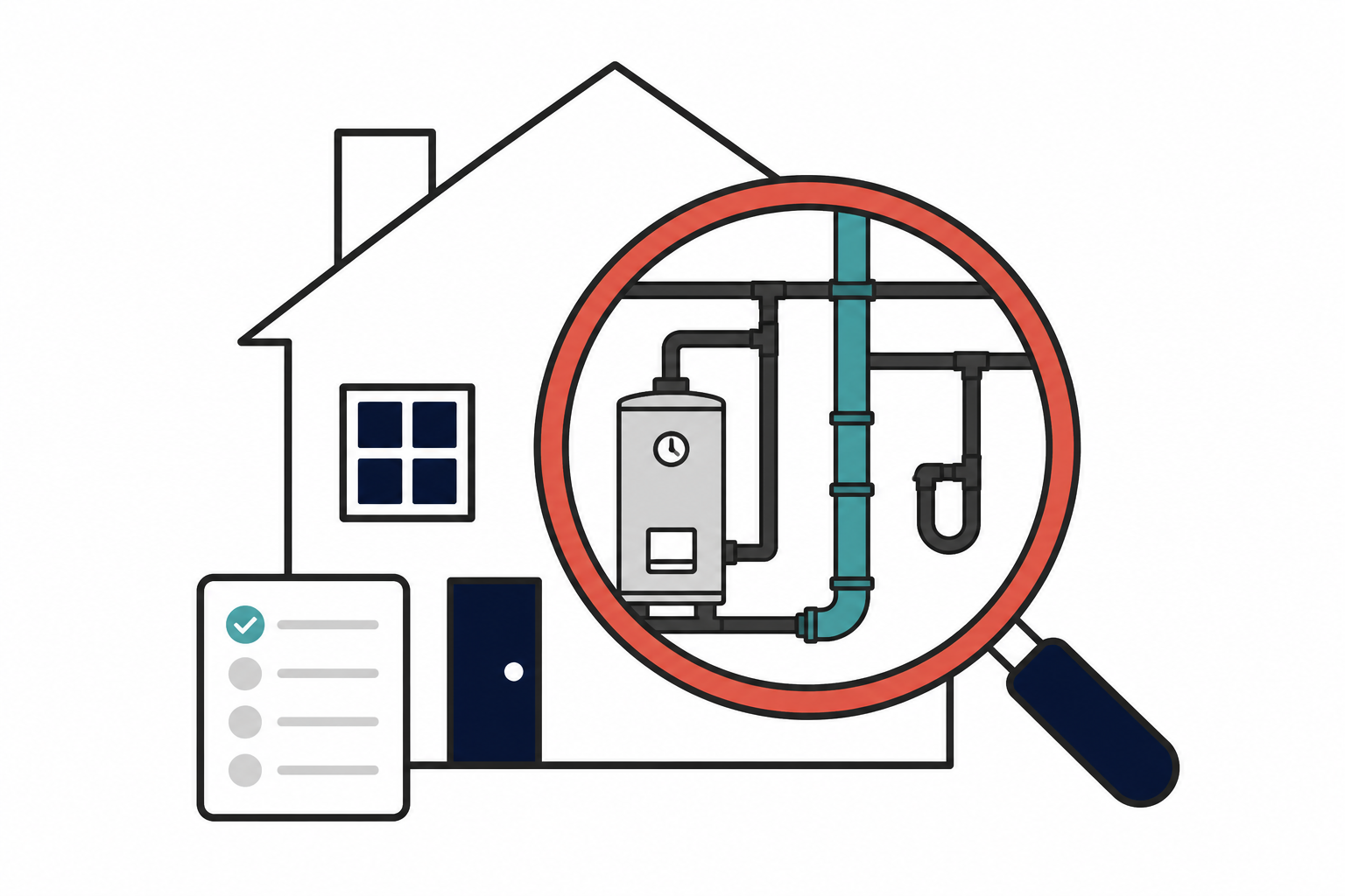 hero real estate plumbing illustration Pre-sale plumbing inspection illustration
